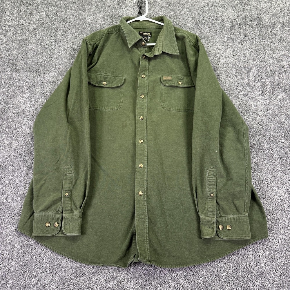 Guide Series Shirt Mens 2XLT Green Long Sleeve Button Twill Workwear Outdoor
